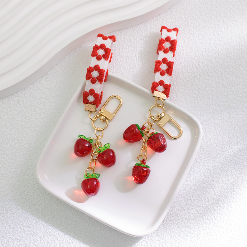 Cute Sweet  Strawberry Arylic Bag Pendant Keychain display picture 11