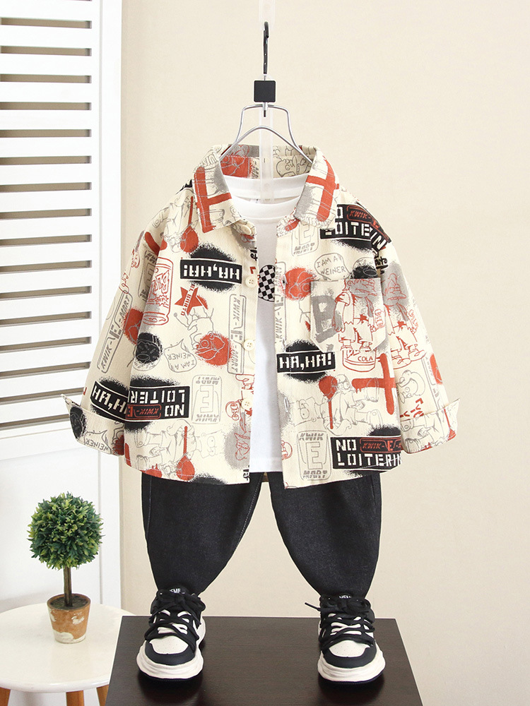 6176 Chaqueta de niño Estilo de primavera y otoño Estilo occidental Camisa de manga larga para bebé Ropa exterior 2025 Nuevos niños Otoño y principios de otoño