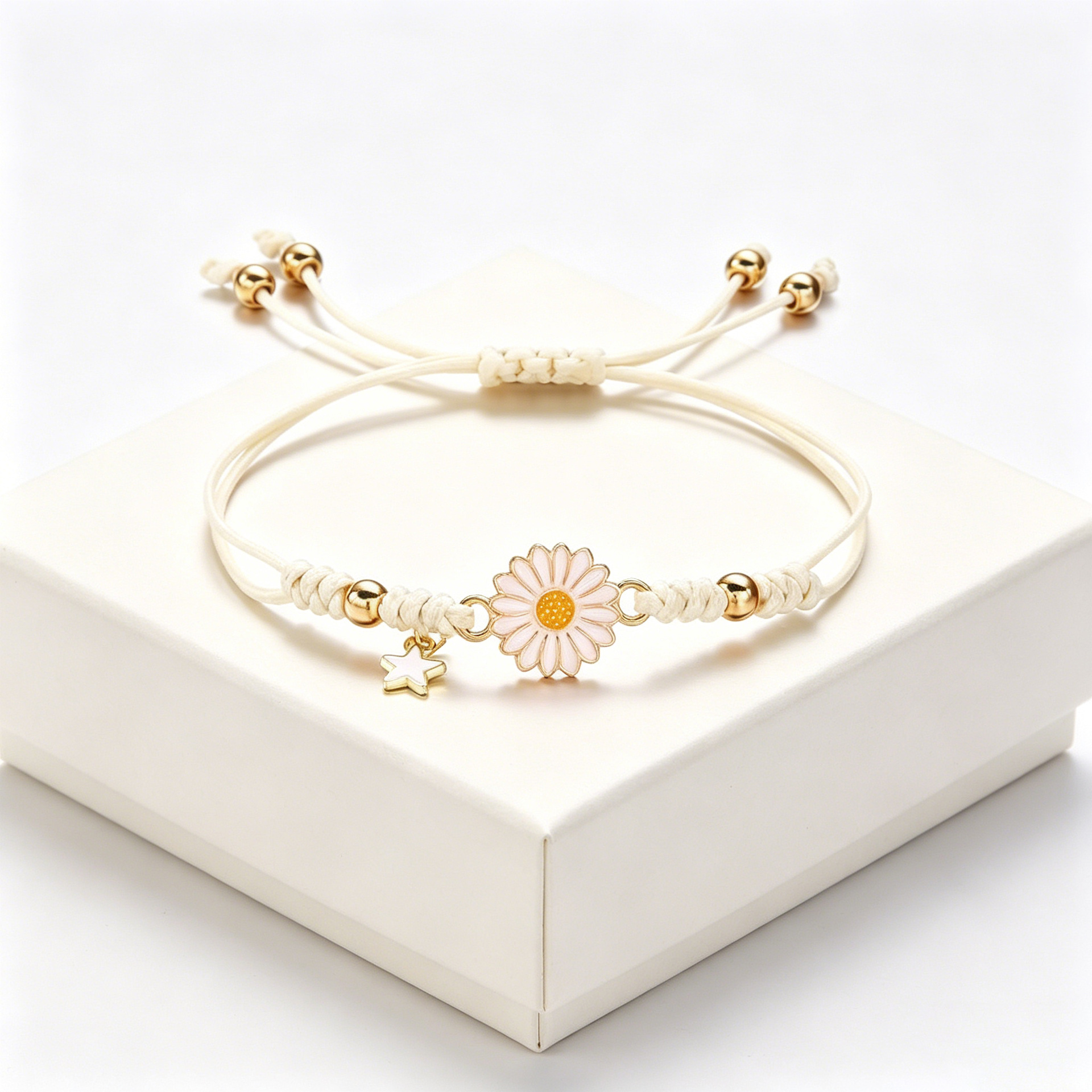 European and American Cross-Border Bracelets, Fresh Daisy Bracelets, Sweet Sunflower Star Pendants, Woven Bracelets, Wholesale from Manufacturers