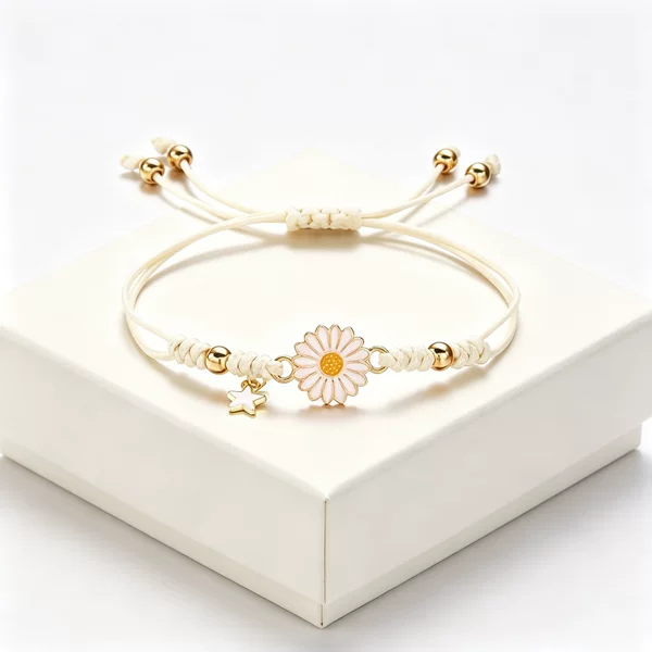 European and American Cross-Border Bracelets, Fresh Daisy Bracelets, Sweet Sunflower Star Pendants, Woven Bracelets, Wholesale from Manufacturers