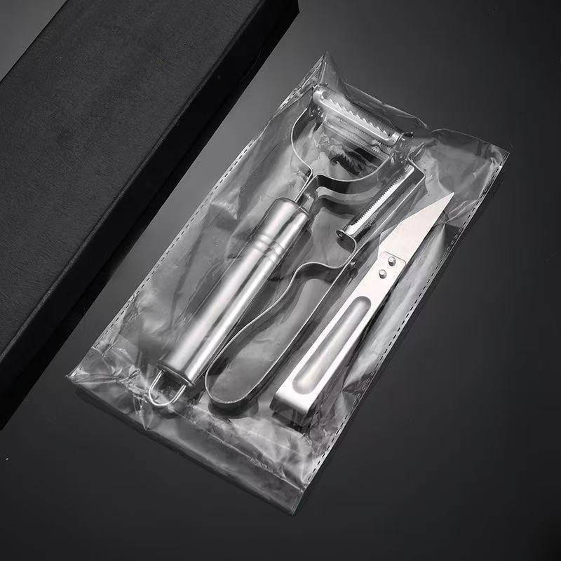 多機能ピーラーセットステンレス鋼ピーリングナイフ 3 点セットジャガイモフルーツナイフキッチン用品メロンおろし金卸売|undefined