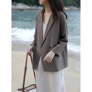 Thin Draped Blazer for Women, High-End, Loose, Casual, Work Clothing, Professional Anti-Wrinkle Textured Top for Spring and Summer
