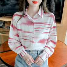 春秋新款法式水墨画常规宽松设计个性防晒衣印花衬衫外搭女式衬衫