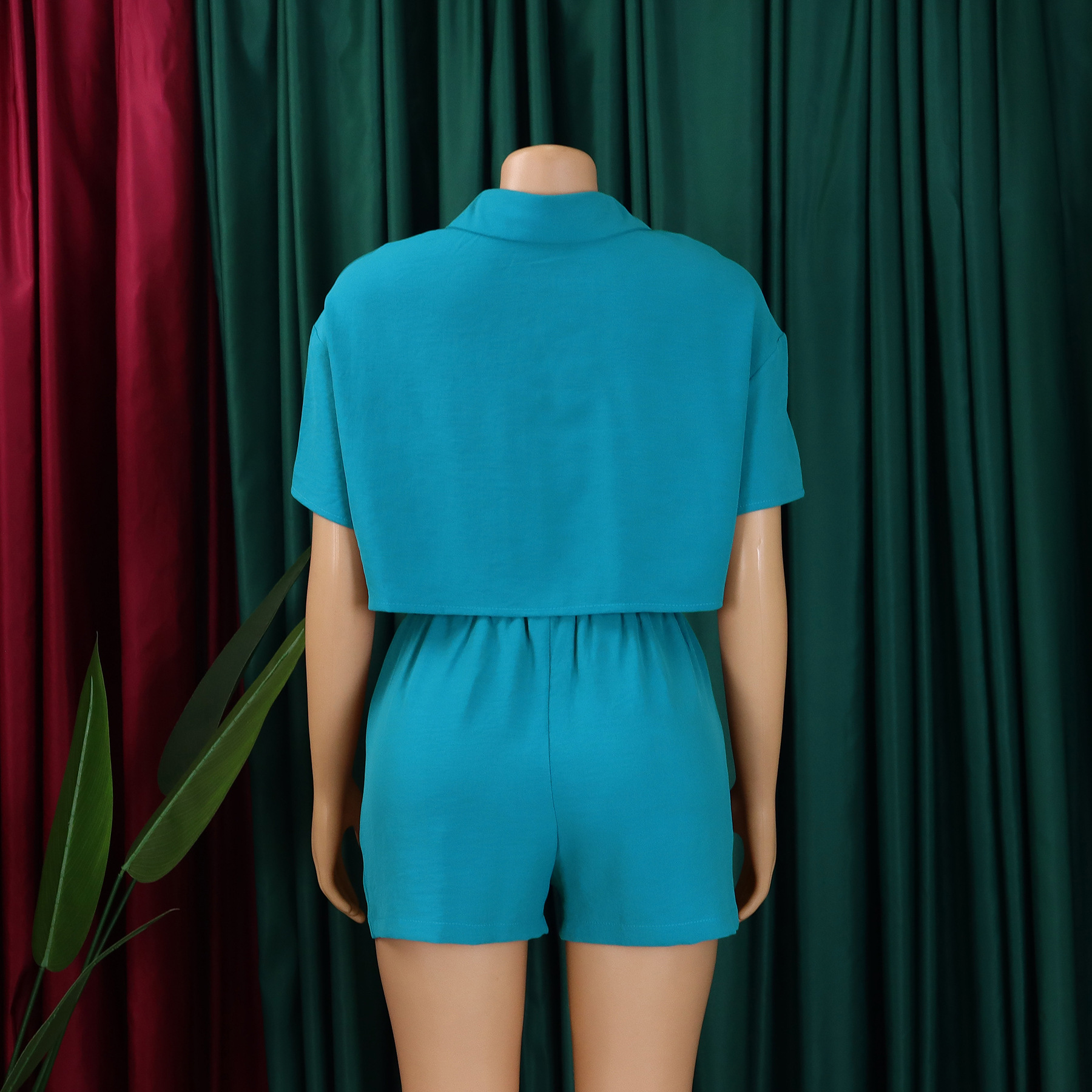 Women's Clothing summer new casual lapel short sleeved shirt shorts fashionable suit_mkmklike.com