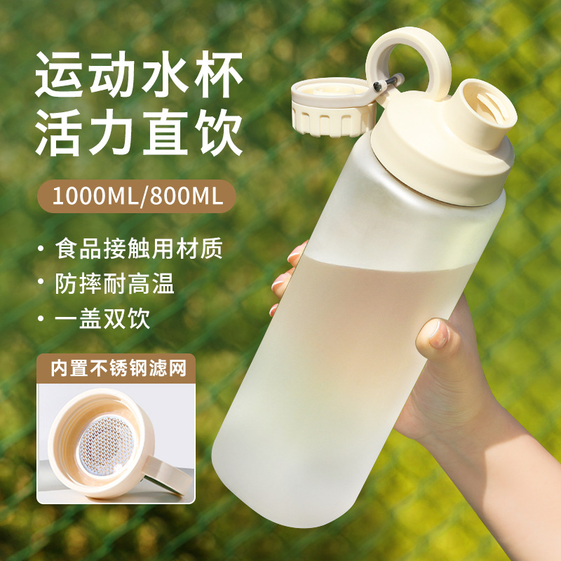 Taza de agua para hombres de gran capacidad de verano resistente a caídas resistente a altas temperaturas para mujeres con tabique de té de plástico portátil 5 nuevas tazas