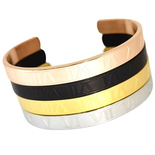 European and American C-Shaped Open Stainless Steel Roman Letter Bracelets for Men and Women, Cross-Border Exclusive, Factory Direct Sales, Letter Design