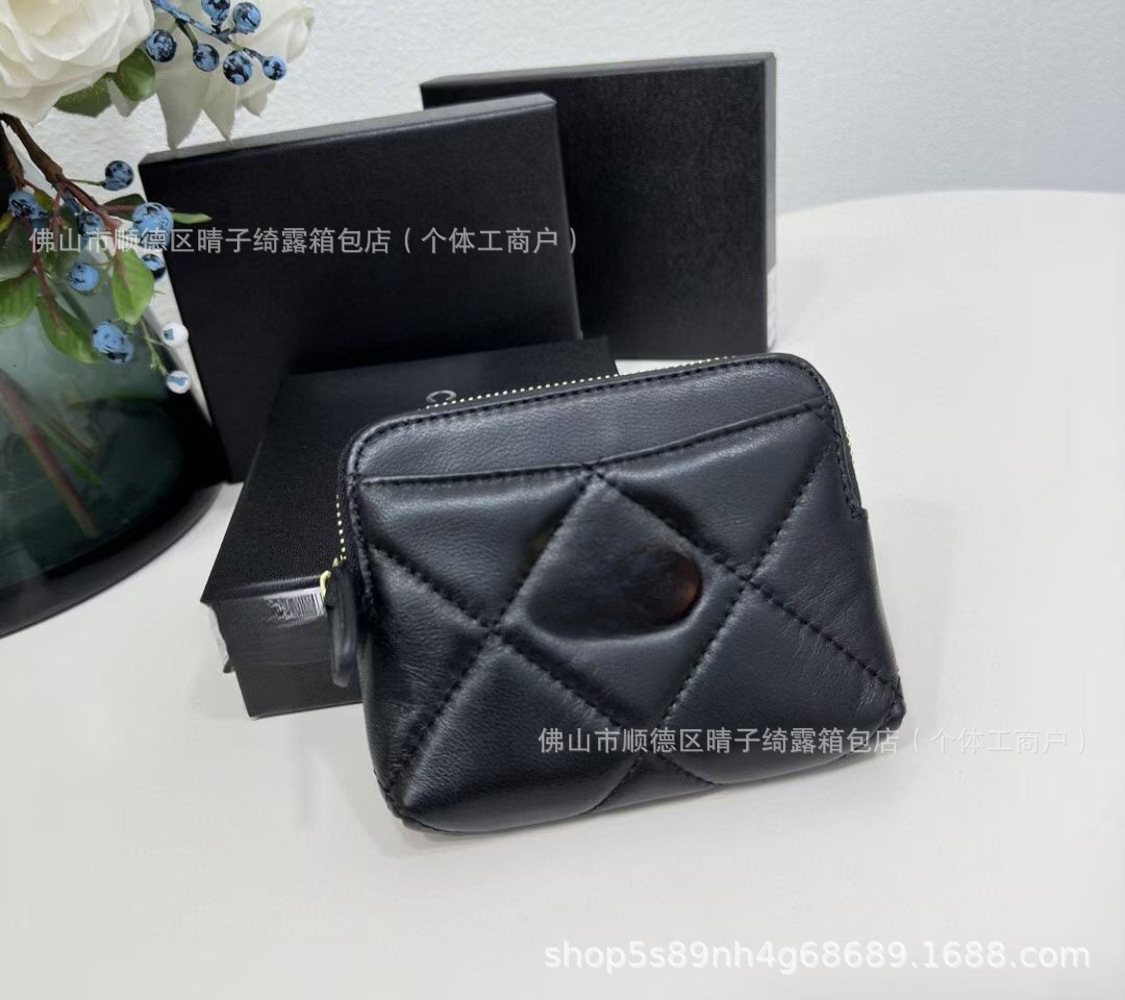 本革ショートカードバッグ女性小香風2024新超薄型カードケース名刺入れ本革ミニ小銭入れ