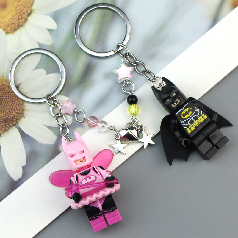 Creative Lego Building Blocks Couple Doll Keychain Magnetic Love Mobile Phone Chain Student Schoolbag Pendant