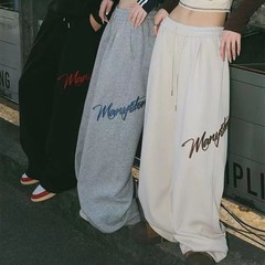 アメリカングレーヒップホップジャズダンスパンツ秋の新作刺繍ルーズワイドレッグカジュアルスポーツレギンススウェットパンツ