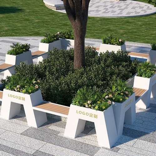 w! Outdoor flower box outside commercial street square partition rectangular flower pot flower stand gardening flower bed flower