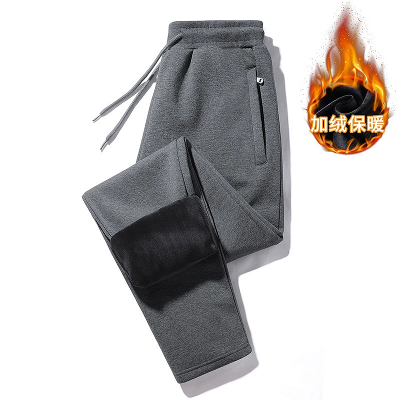 Men's cotton autumn trousers for leisure with zipper, plus size