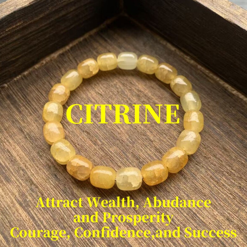 Cross-Border Hot-Selling Items: Temu, Shein, and Tk Popular Natural Stone Healing Crystal Bracelet, Barrel Bead Yellow Crystal Bracelet Cross-Border Hot-Selling Items: Temu, Shein, and Tk Popular Natural Stone Healing Crystal Bracelet, Barrel Bead Yellow Crystal Bracelet