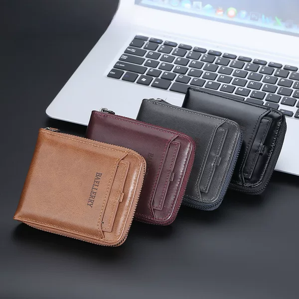Baellerry Cross-Border Men's Wallet Clip High-End Men's Horizontal Zipper Bag Card Holder Wallet Large Capacity