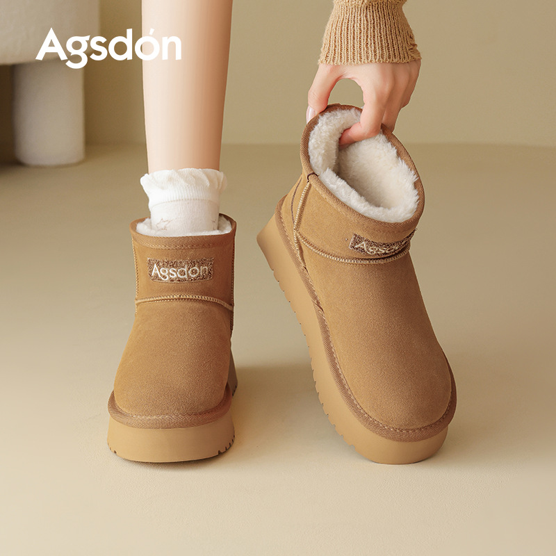 Botas de nieve para mujeres 2025 nuevo otoño y invierno con suela gruesa de lana y algodón grueso para usar botas cortas de pan