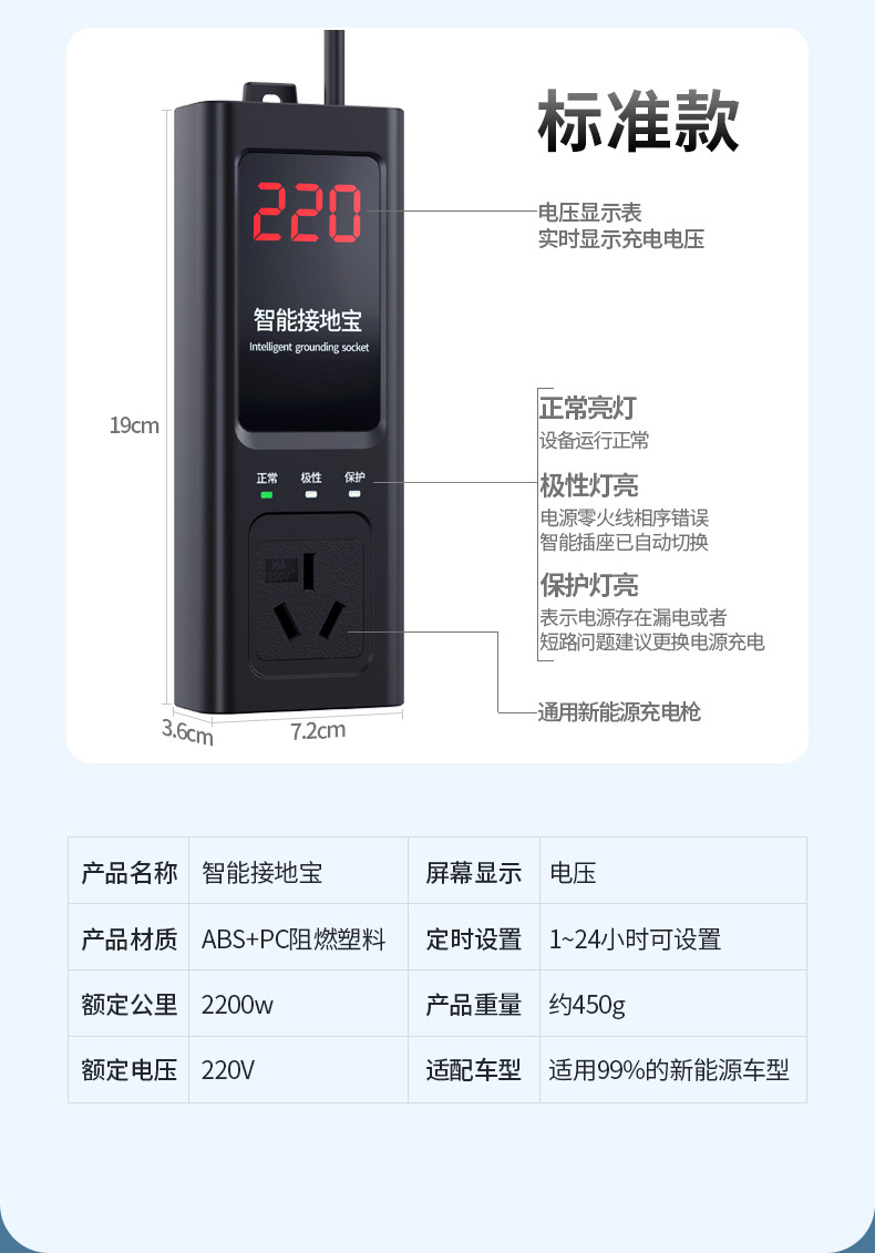 New car grounding treasure new energy vehicle universal grounding treasure ground wire free charging socket charger plug-in