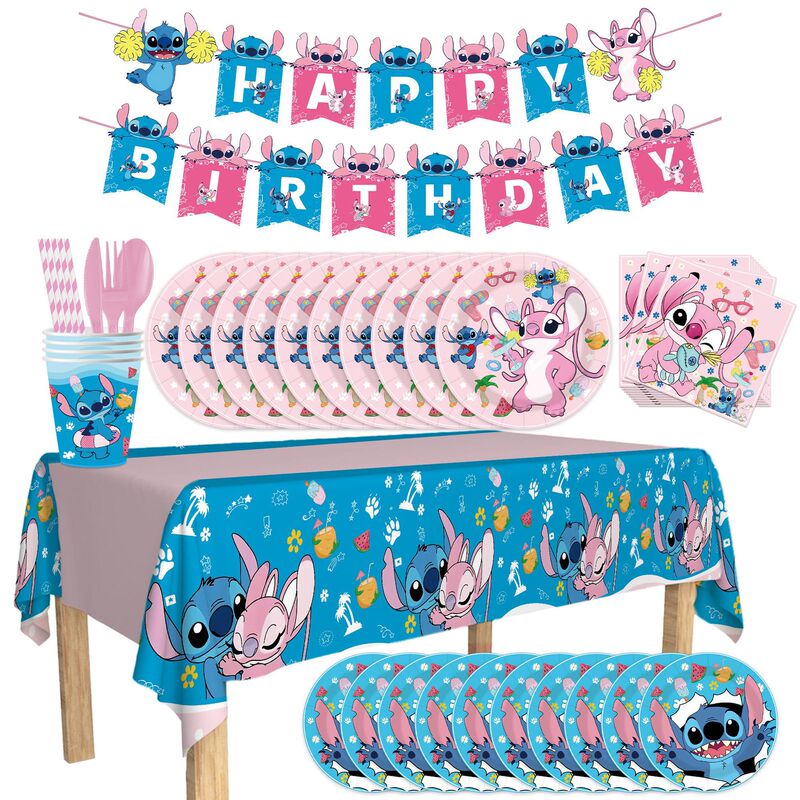 Halloween Stitch Birthday Party Decoration Supplies Disposable Paper Plates Paper Towels Tablecloths Tableware Set