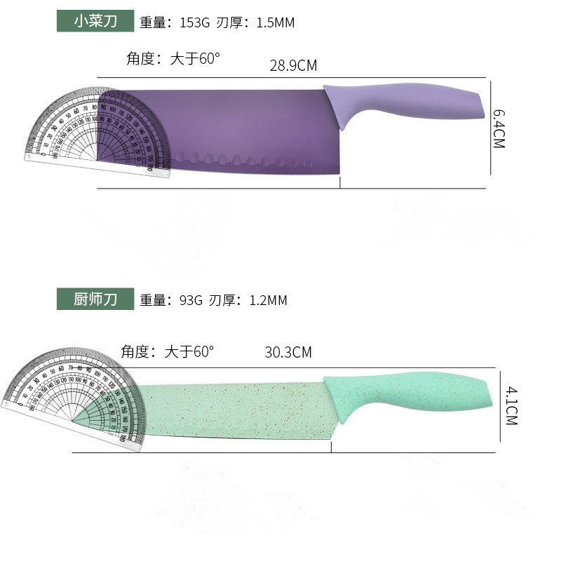 Fábrica directa de color de cinco piezas succión conjunto de tarjetas azul combinación de cuchillo de regalo con cuchillo de cocina conjunto de herramientas