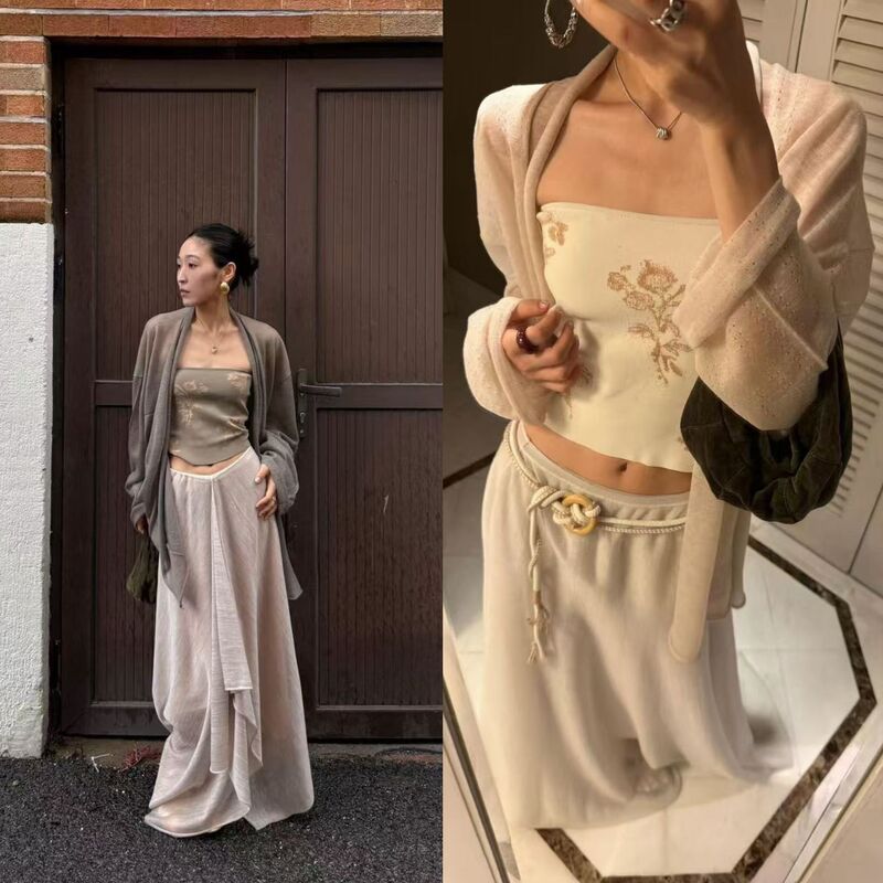 [Featured Product] Yuran 26 Spring/Summer New Collection Sw Fine-Spun Merino Ultra-Fine Wool Hand-Cut Edge Knitted Cardigan