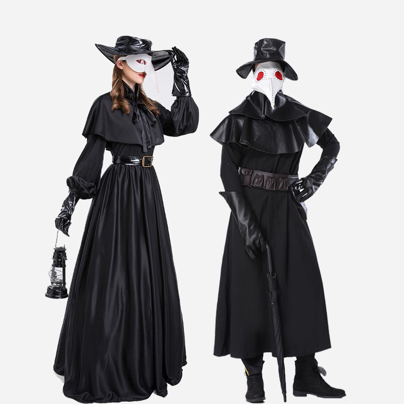 Set COS del dottore della bocca dell'uccello della peste del vento del punk del vapore medievale del corvo di Halloween_voghion.com