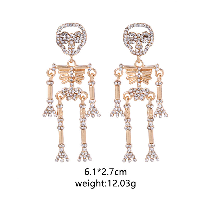 Halloween series earrings, horror alloy spider ghost pumpkin skull earrings_voghion.com