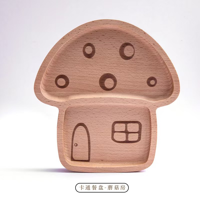 Agente de alto valor facial ins viento hogar plato de beech alimentos suplementarios para niños plato de comida de madera bandeja de animales de madera