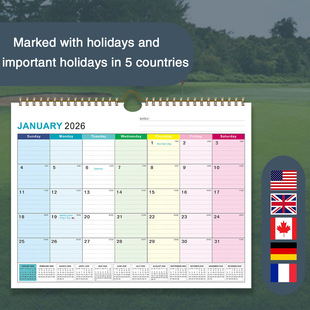 January 26-June 27 English European YOCircle Calendar 18 Months Calendar Gradient Color