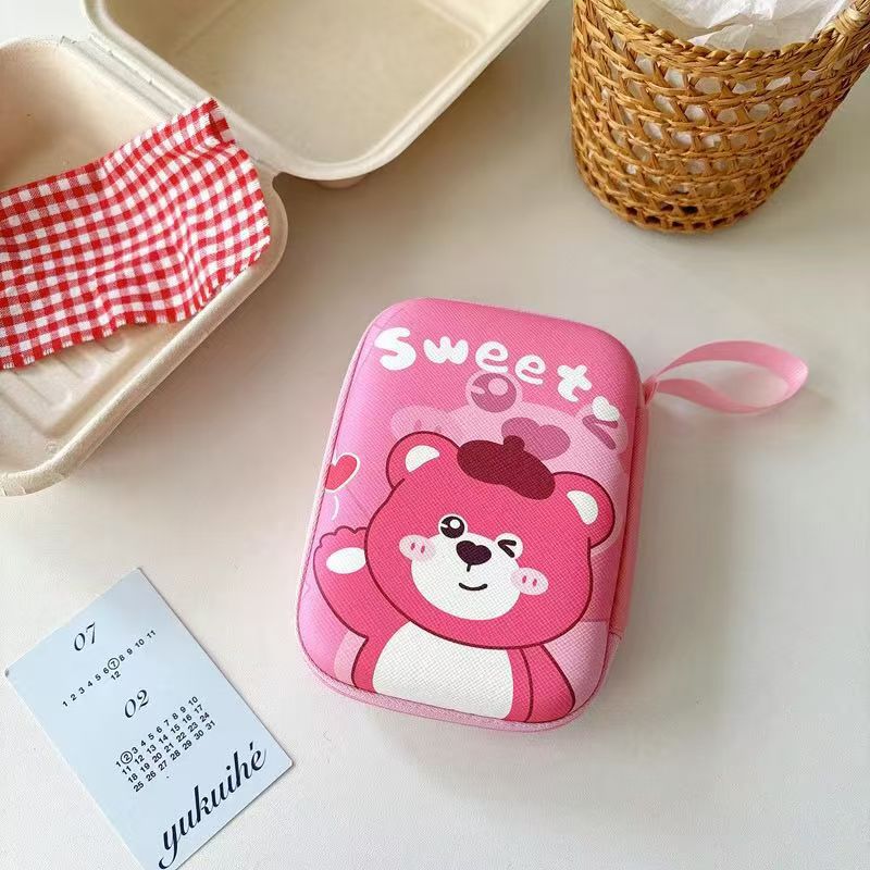 Cartoon nueva bolsa de almacenamiento de auriculares linda rectangular de dibujos animados, cargador de monedero grande, cable de datos, caja de almacenamiento de bolsa larga
