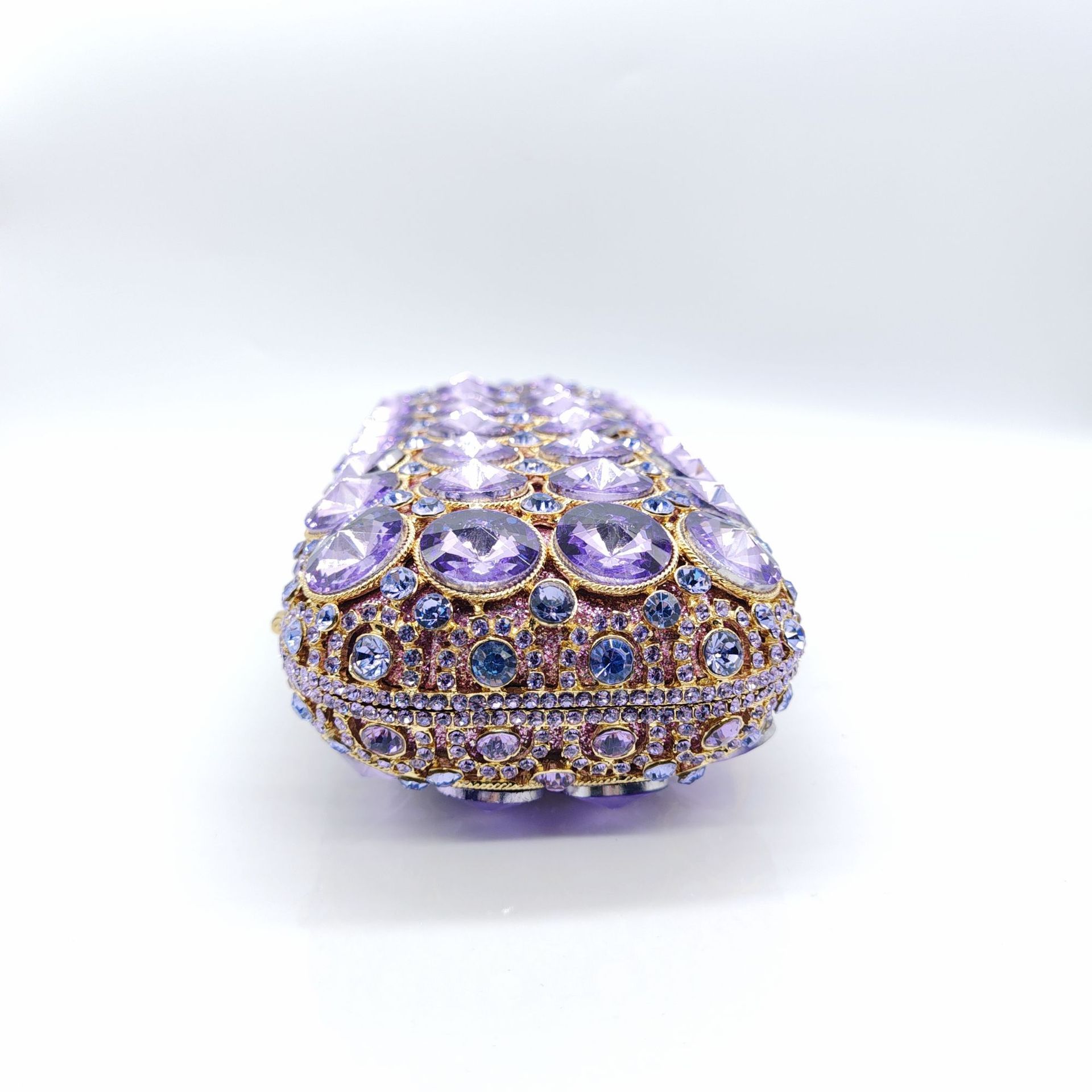 Túi clutch dạ hội nạm kim cương cao cấp cầm tay — Hoa tím, Màu tím đậm, Xanh ngọc lục bảo, Màu bạc chi tiết 4