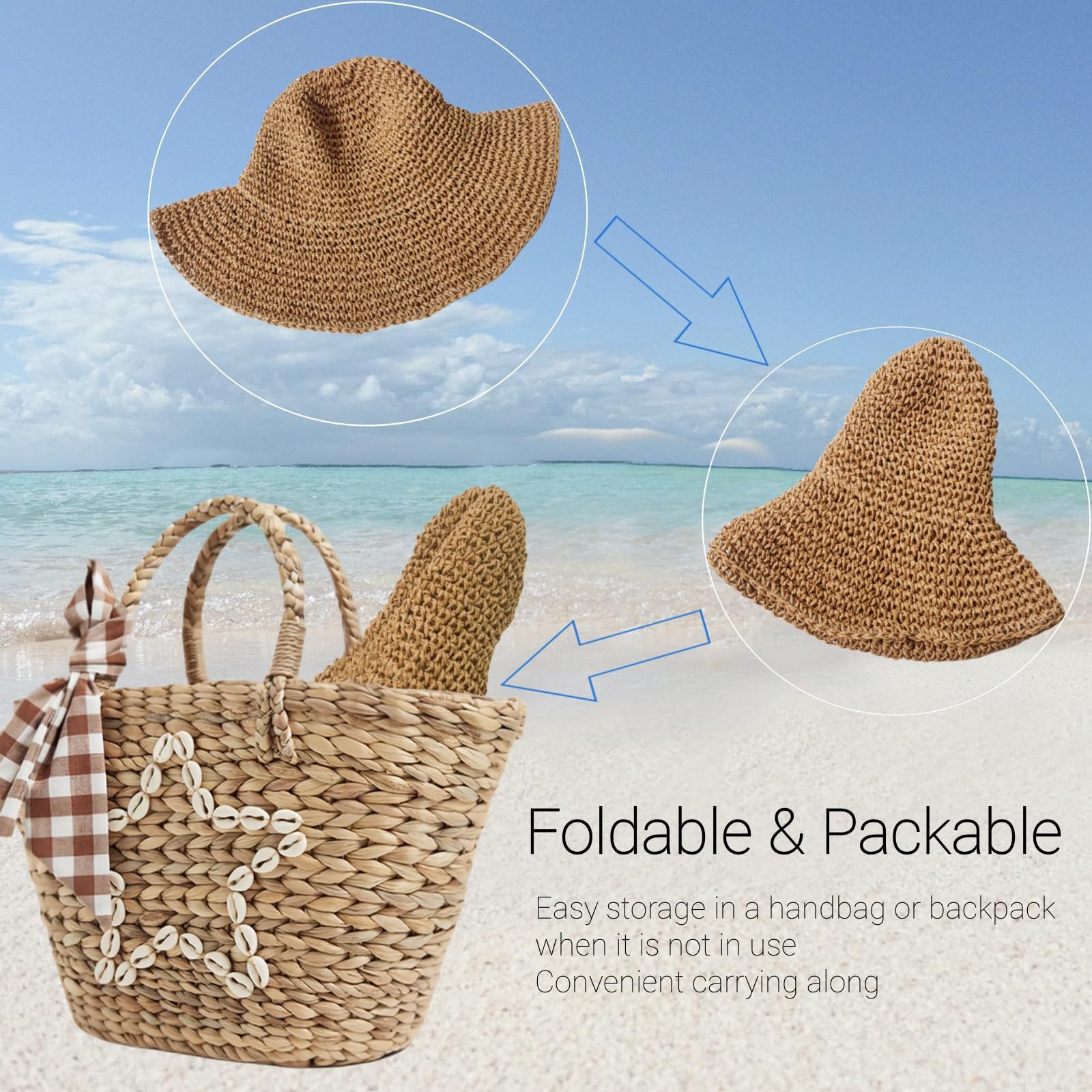 Women's Handmade Woven Straw Hat Breathable Uv Beach Sun Hat_voghion.com