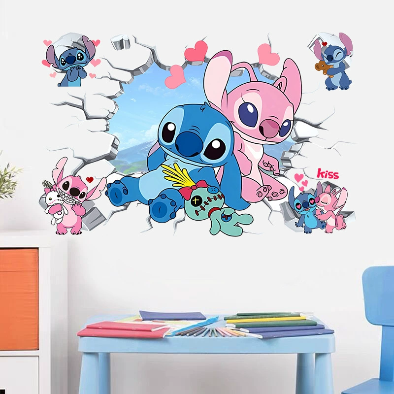 Трансграничная Стич 3D настенная наклейка детская комната граффити украшения мультфильм аниме межзвездный ребенок ПВХ самоклеящаяся настенная наклейка