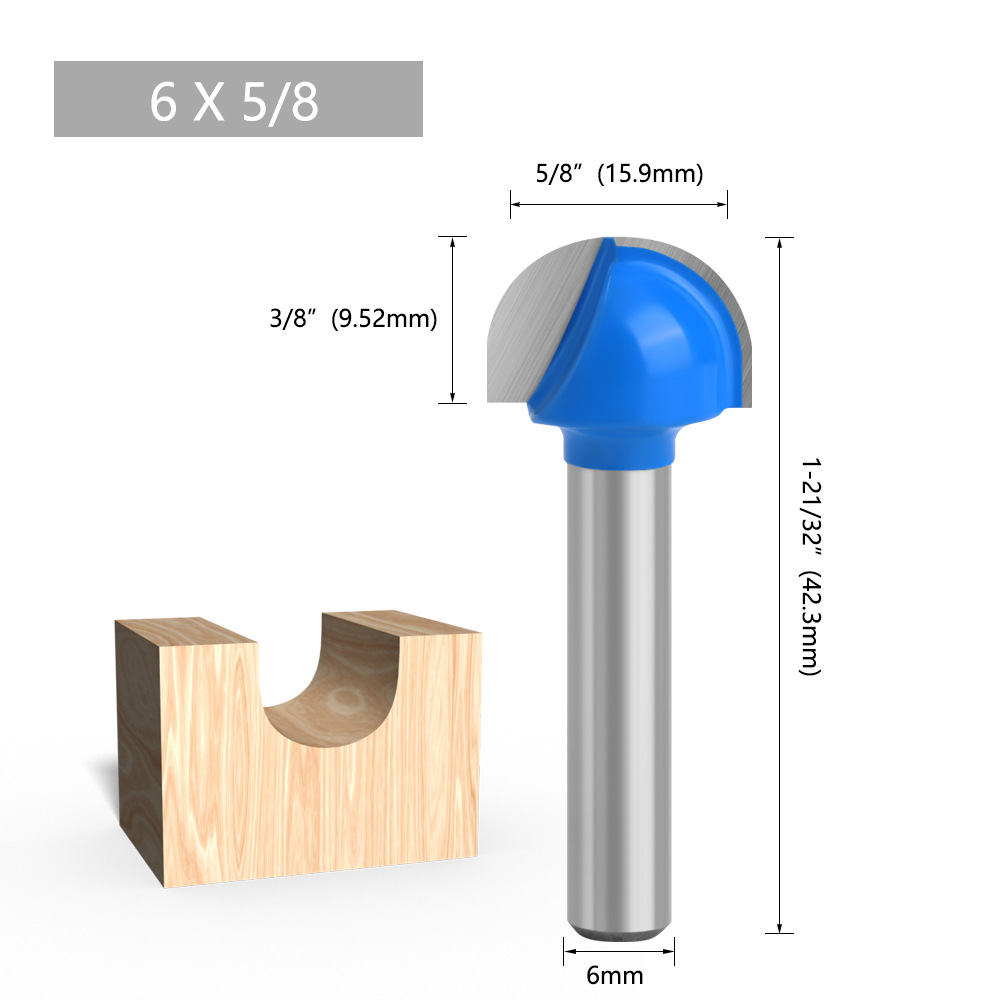 Azul 1/4 mango 6 mango redondo inferior cuchillo de encaje cabeza redonda cuchillo de carpintería semicírculo alivio cuchillo herramienta de carpintería ventas directas de la fábrica
