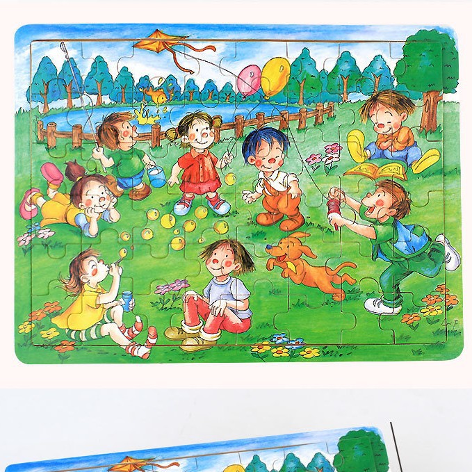 Doli Wooden Puzzle 36 Pieces Educational Early Learning Tabletop Game for Boys and Girls, Various Styles, Montessori Cross-Border Hot-Selling Product