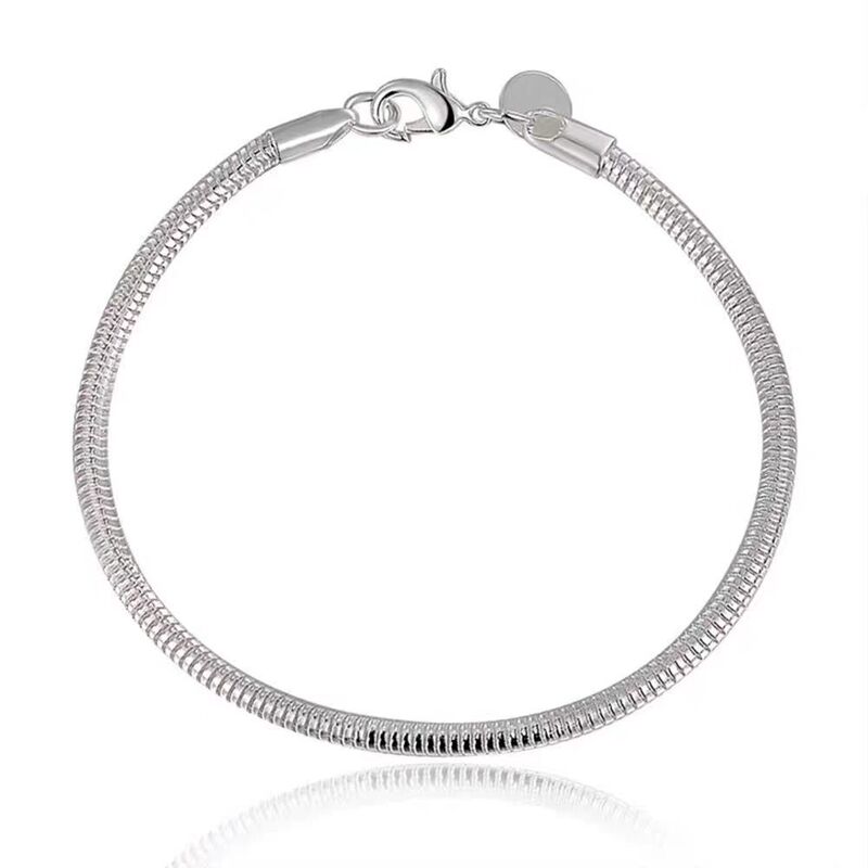 AliExpress ホットセール人気ジュエリー s925 卸売シルバーメッキシルバージュエリーファッションスネークチェーントレンド多用途 3 ミリメートルスネークボーンハンド|undefined