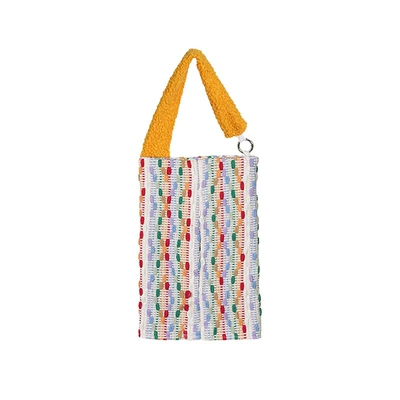 Car Tissue Box Car Paper Bag Car Paper Box Hanging Bag Decorative Supplies Creative Cute Hanging Sun Visor for Women (Other Automotive Interior Supplies) - yellow-rope-colorful-vertical-pattern-paper-towel-hanging-bag