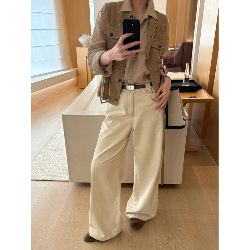Han Xun Commuting Essential: High-Waisted Straight-Leg Loose Slimming Full-Cotton Women's Jeans, Fall 2026 Model 27202 Han Xun Commuting Essential: High-Waisted Straight-Leg Loose Slimming Full-Cotton Women's Jeans, Fall 2026 Model 27202