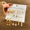 Retro metal earrings, fashionable advanced set, accessory from pearl, Aliexpress, high-quality style, punk style, wholesale