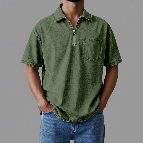 Travel sports polo for leisure with zipper