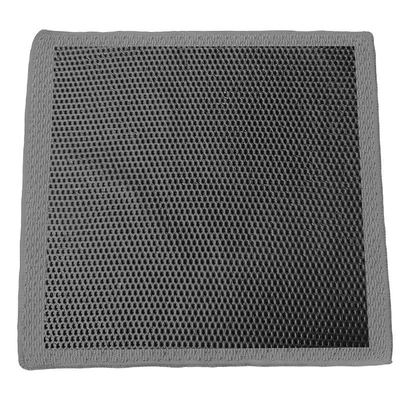 Car cleaning tools: clay gloves, clay towel, mesh - hollowed-out-clay-surface-grid-patterned-abrasive-cloth-in-dark-gray
