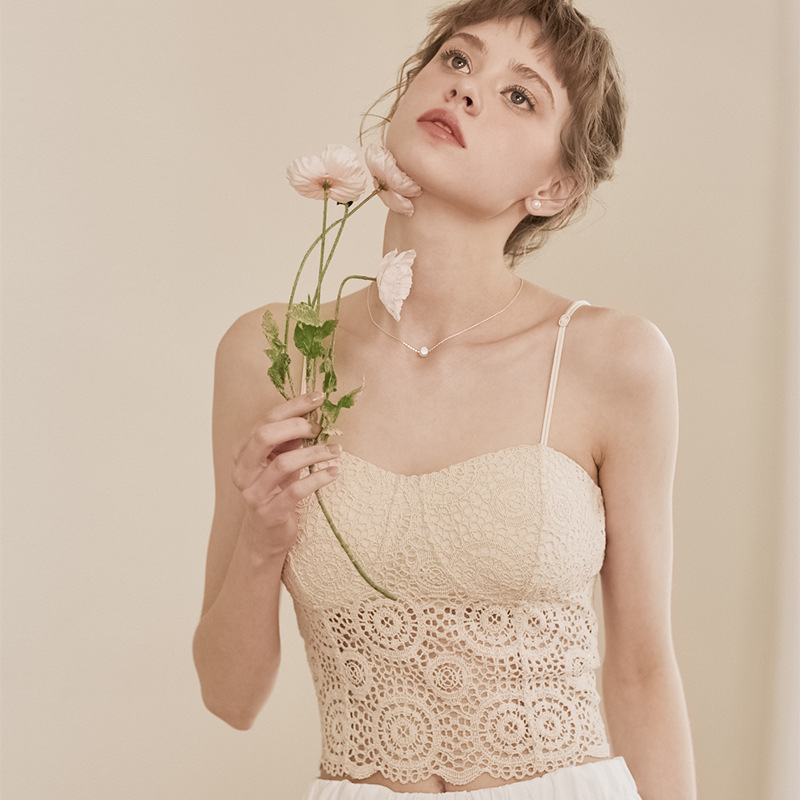 8730 Chaleco antideslumbrante de tubo de encaje sexy, camisola, verano, ropa interior interior y exterior, ropa interior sin sujetador