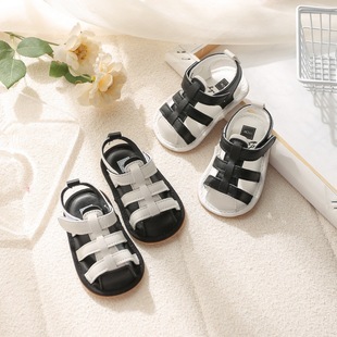 2025 Summer Children's Baby Boy Toddler Shoes Soft Sole Baotou Sandals 0-1 Years Old Half Beach Sandals Wholesale