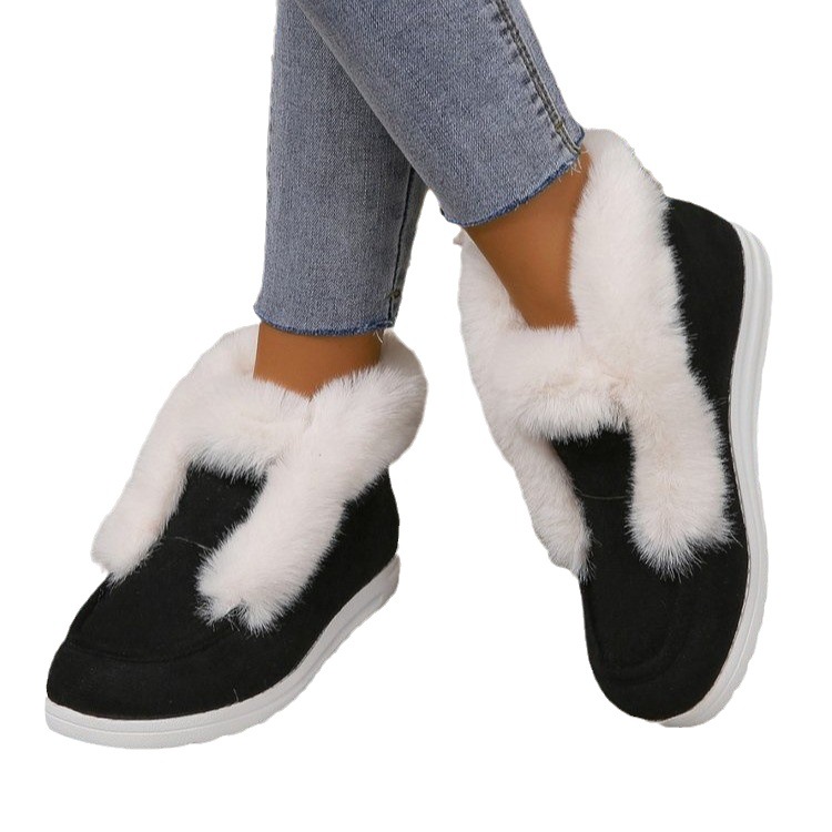 Plus-size color thick soles with fleece and thick fur suede snow boots for women to keep warm_voghion.com