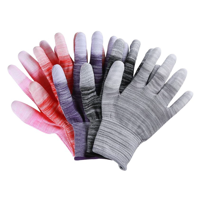 Оптовая нейлоновые перчатки с покрытием из полиуретана в полоску с покрытием ладони антистатические мужские и женские Рабочие перчатки с покрытием электронные Заводские защитные перчатки