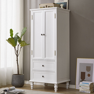 Light Luxury American Solid Wood Wardrobe Modern Simple Double Door Wardrobe Storage Cabinet Bedroom Home Wardrobe