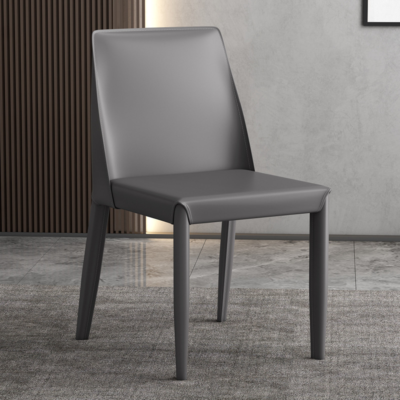 Silla de comedor minimalista italiana para el hogar, mesa y sillas de comedor de restaurante, silla de cuero de diseño con respaldo, silla estilo industrial con alta elasticidad