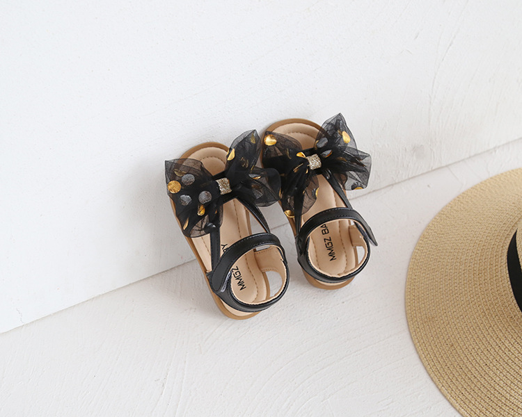 Versione coreana di fiori dolci da bambina con grande fiocco, scarpe per bambini, sandali per le vacanze al mare, estate 2021_voghion.com