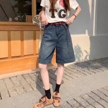 2026夏季新款高腰牛仔裤女宽松显瘦设计感直筒休闲百搭五分裤子