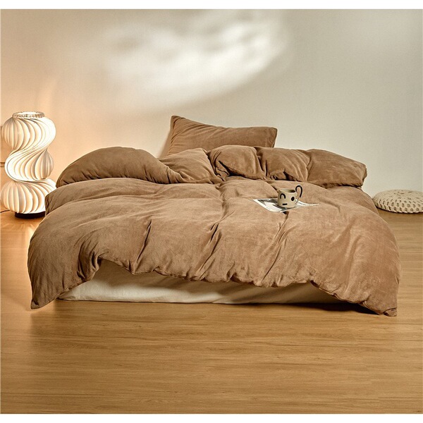 Solid color winter double-sided coral flannel duvet cover