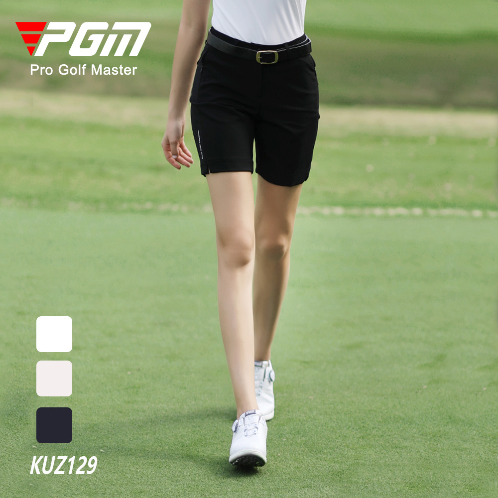 Quần short golf nữ PGM co giãn chống nước dài 5 tấc — KUZ129-màu xanh hải quân, KUZ129-màu trắng, KUZ129-Màu đen, KUZ129-Kaki