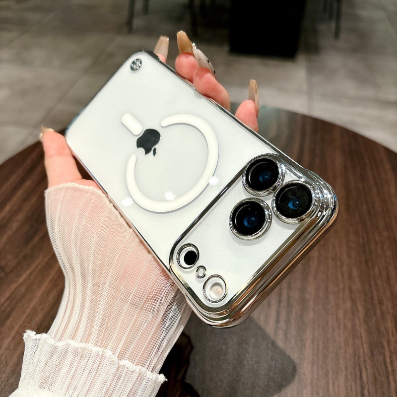 电镀无边框适用苹果17Promax手机壳超薄内置磁吸iPhone16透明护套|undefined