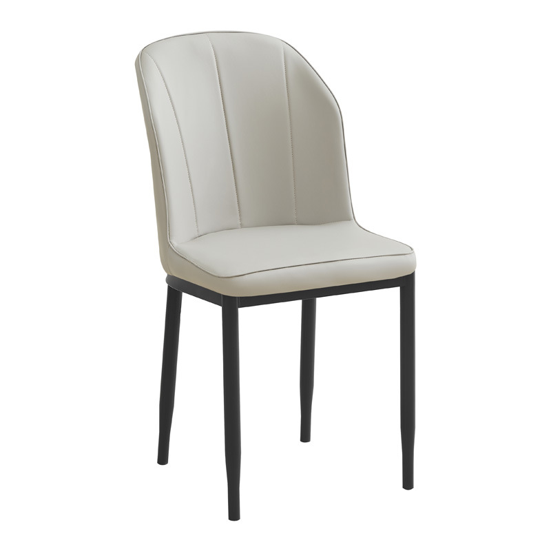 Silla de respaldo simple moderna silla de cuero silla de ocio silla de comedor de paquete suave silla de negociación silla de comedor de tres filas
